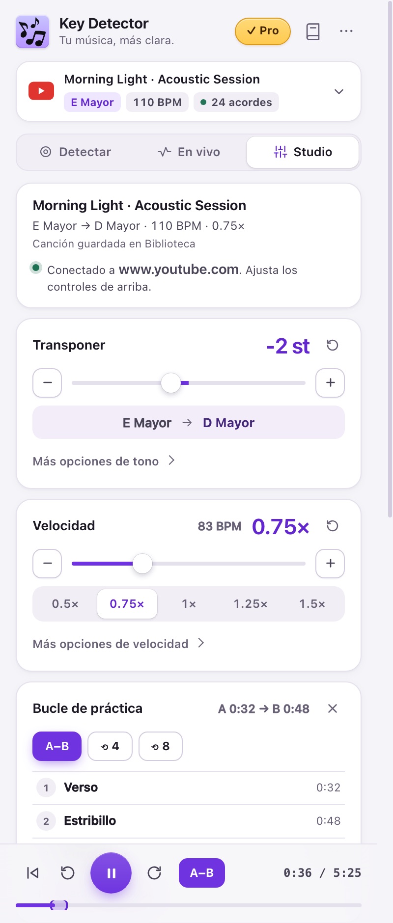 Vista previa de interfaz con datos simulados, 6 oct 2026. No es un resultado de audio validado.