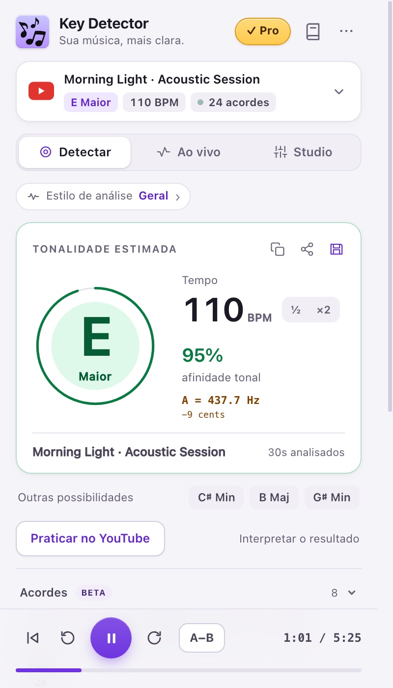 Prévia da interface com dados simulados, 6 out 2026. Não é um resultado de áudio validado.