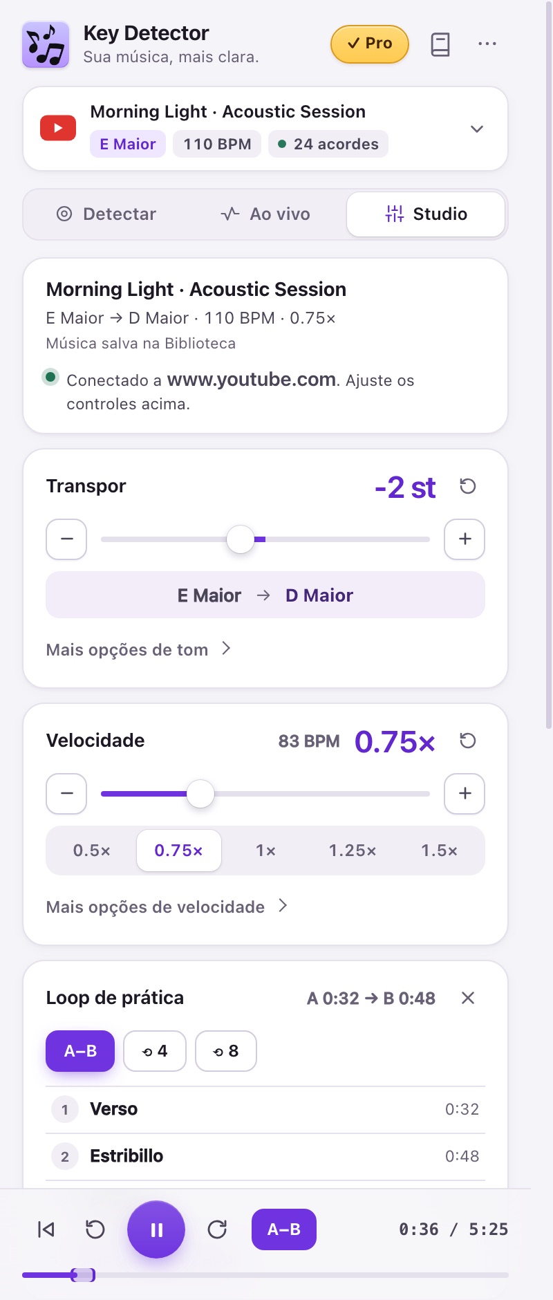 Prévia da interface com dados simulados, 6 out 2026. Não é um resultado de áudio validado.